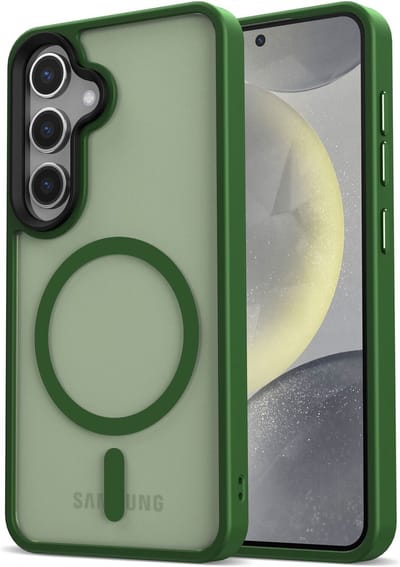 Hoesje Geschikt voor Samsung Galaxy S25 Plus - Compatibel met MagSafe / Qi2 - Matte Beschermhoes - Back Cover met Magneet - Groen