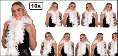 10x Boa wit 180 cm. 50 gram - Thema party carnaval optocht gala festival