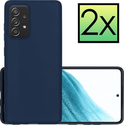 Hoesje - 2 Stuks - Geschikt voor Samsung Galaxy A53 - Sterk & Shockproof - Case Siliconen - Back Cover - Telefoon Hoes - Donkerblauw