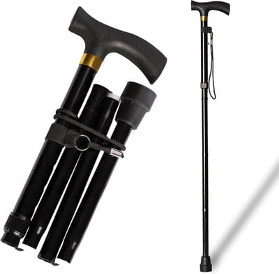 Hoge Kwaliteit Wandelstok - Verstelbaar en Opvouwbaar - 85-95 cm - Trekkingstokken - Wandelstokken - Verstelbare Wandelstok - Loopstok Ouderen - Ergonomische Handgreep - Anti slip - Stevig - Trekking - Loopstok - Hiking Stokken - Nordic - Zwart