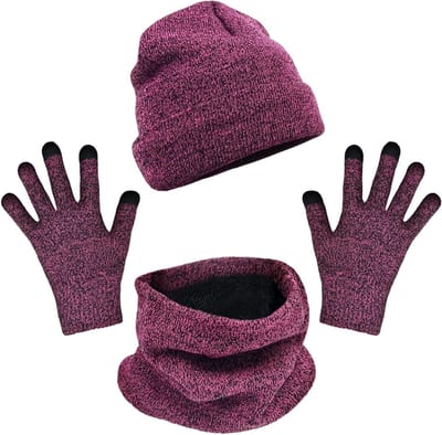 Winterset met 3 Delen: Gebreide Muts, Sjaal en Touchscreen Handschoenen voor Koude Dagen met Zachte Fleece Voering