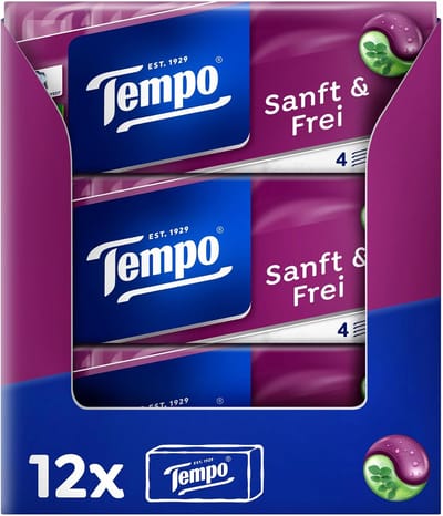 Tempo papieren zakdoeken zacht megapack 12 x 20 pakjes van 9 verwenbalsem eucalyptusolie wasmachinebestendig