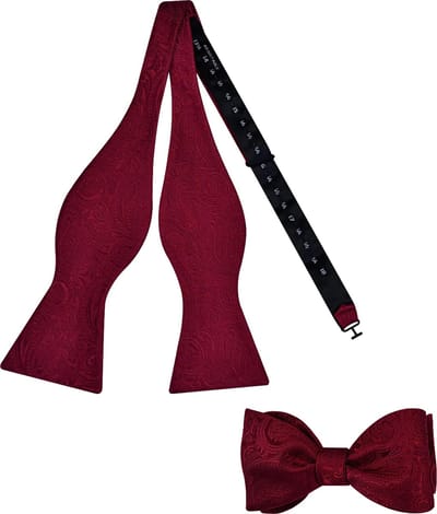 Sorprese Vlinderdas - Zelf Strikken - 100% Zijden - Paisley - Bordeaux Rood - Vlinderstrik