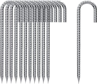 20 stuks verzinkt grondankers 30 cm J-vormige stabiele tentharingen - trampoline bevestiging camping tenten - luifels outdoor