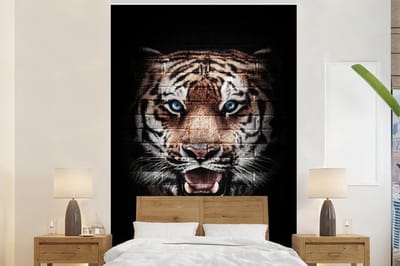 Behang - Fotobehang Tijger - Baksteen - Dieren - Breedte 170 cm x hoogte 260 cm