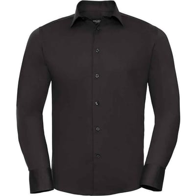 Russell Collection Heren Stretch Overhemd Met Lange Mouwen (Zwart)
