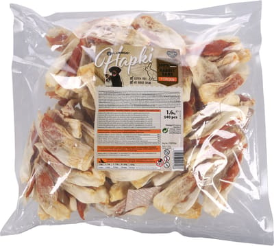 Hondensnack – Flamingo Hapki Konijnenoren met kip 1,6kg – glutenvrije hondensnoepjes zonder suikers
