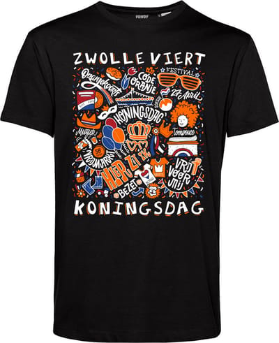 T-shirt Zwolle Oranjekoorts | Zwart | maat XS
