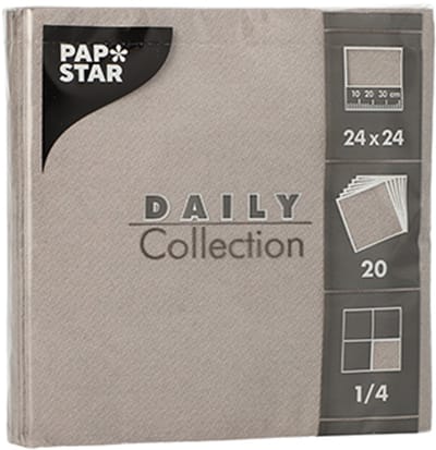20x 20 Servetten DAILY Collection 1/4 vouw 24 cm x 24 cm grijs