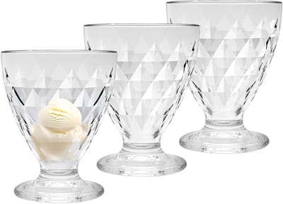 Urban Living IJscoupes/ijsschaaltjes - 3x stuks - 280 ml - glas - met relief - dessertschaaltje