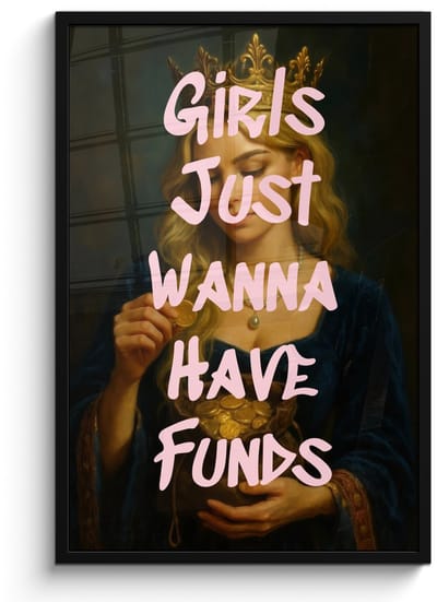 Poster in lijst - Fotolijst 60x90 cm - Posters - Kroon - Vrouw - Jurk - Opvallend - Posterlijst zwart - Decoratie - Wanddecoratie woonkamer - Muurdecoratie slaapkamer