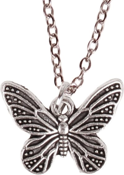 Kinderketting 45cm - Hangertje Vlindertje zilverkleurig 2cm