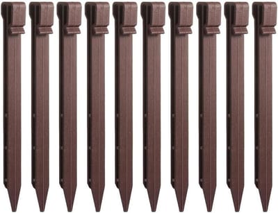Tuinranden Stakes - Landschapsankers Grond Spikes - Tuinranden Creëren - Stevig en Herbruikbaar - 12 Stuks 25.4 cm - Bruin