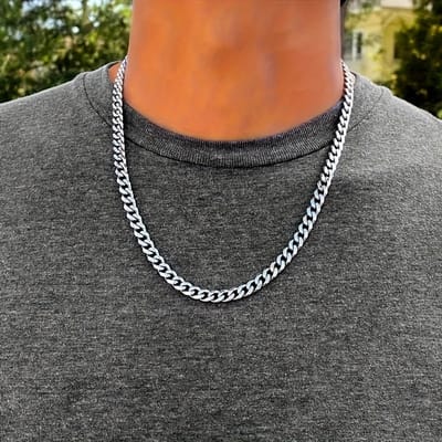Sjika - Zilverkleurige heren ketting – Cuban schakel – 6 mm breed – Stoere heren ketting – Tijdloos & duurzaam design - Cadeau voor hem