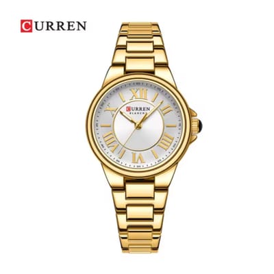 Curren - Horloge - Herenhorloge - Quartz - Zilveren Wijzerplaat - Gouden Band - 33mm - 9091