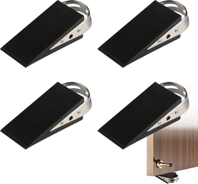 4 stuks zwarte rubberen deurstoppers - Antislip deurwiggen met handvat voor alle vloeren