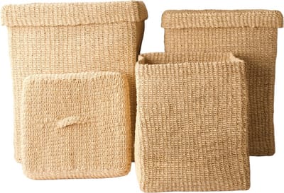 WinQ! - Mand Abaca Off white 49cm hoog 40cm breed- Opbergmand- decoratie mand- Wasmanden - duurzaam en sterk - mand rechthoekig