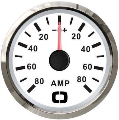 Osculati 12/24V witte Ampèremeter met Shunt 80A Ø51mm gatmaat | 27.322.24