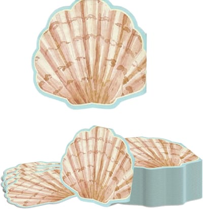 SnelShoppen - 40 Stuks Ocean Shell Papieren Servetten - Wegwerp Lunch Dinner Napkins met Zeemotief voor Feesten, Bruiloften en Stranddecoratie