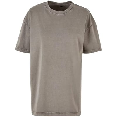 Build your Brand Ladies Oversized Acid Wash Tee BY270 - Asphalt - XS