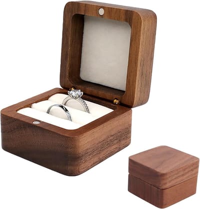 Houten ringdoos voor bruiloften, ringkussen voor twee ringen, ideaal voor ceremonies en huwelijksdecoratie