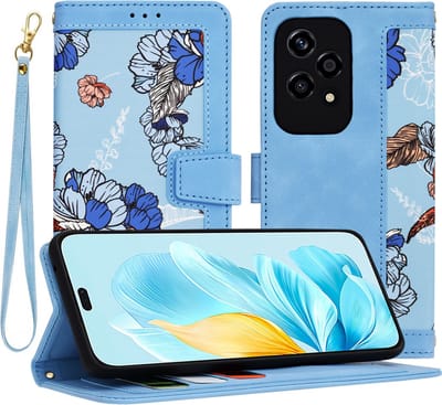Hoesje geschikt voor HONOR 200 Lite - Techsuit FlipCraft Book Wallet Case met koord - Vibrant Blue