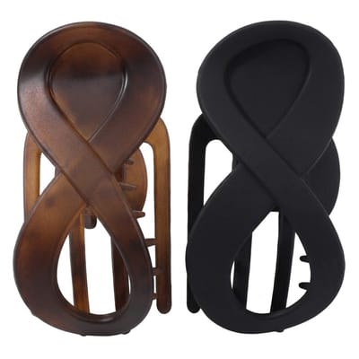 Haarclips set 2 stuks – matte kunststof haar klemmen in zwart en bruin – grote sterke haaraccessoires voor dames met uniek gekruist ontwerp