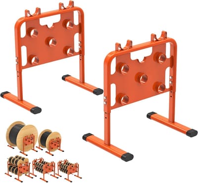 Multifunctionele Draaddispenser en Spoelrek, Draagbare Kabelhouder voor Spoelen tot 33 Inch, Verstelbare Hoogte en Stevige Stalen Constructie