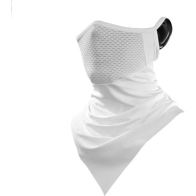 Masque Homme Été Visage Entier Moto Cache-cou Bandana Vélo Masque Protection UV Respirant Soie Glacée Extérieur Suspendu à l'Oreille Utilisation Pratique One Size blanc