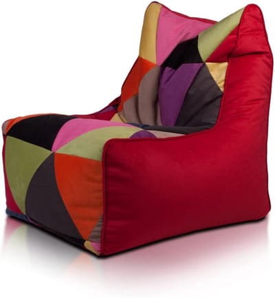 Zitzak Patchwork - Zitpoef Microvezel - Ontspannen Zitten - Dubbele Ritssluiting - 75 x 75 cm - Rood