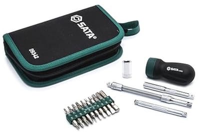 25-delige ratcheting stubby schroevendraaier set met handige hoes voor extra bits