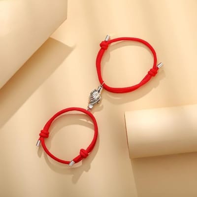 Nieuwe Handgreep Koppels Handdruk Magnetische Gesp Armband Creatief Geweven Vriendschap Vrienden Hand Touw Bedel Armbanden Sieraden beige