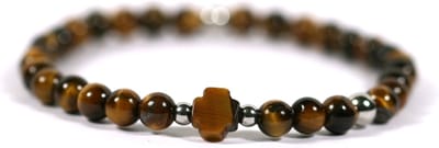 Heren armband edelsteen tijgeroog 6mm - Ibizamen 21cm