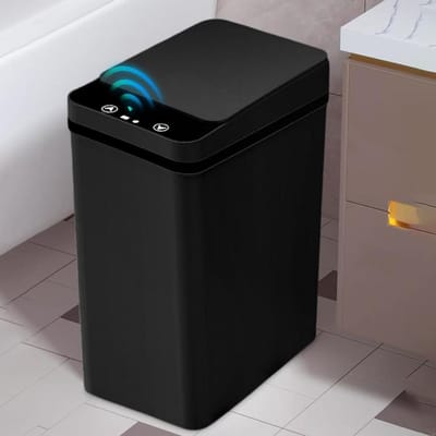 Badkamer Prullenbak - Afvalemmer Sensor - Hygiënisch Afval Beheren - Waterdicht en Geurvrij - 12 Liter - Zwart