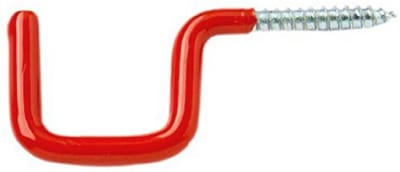 Kleine vierkante haak kunststof gecoat - rood (verpakking van 6)