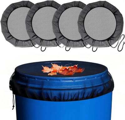 Regentonnet 100 cm - 4 stuks verstelbare afdekking met trekkoord voor bescherming tegen bladeren, vuil en insecten