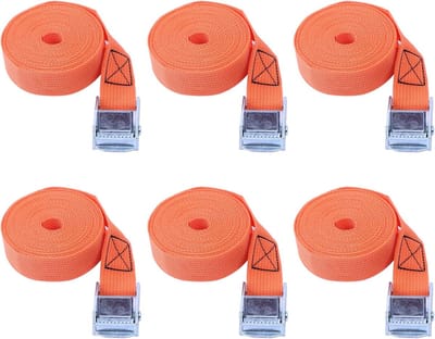 Spanbanden set - Sjorbanden met ratel - Veilig lading vastzetten - Verstelbare lengtes - 25mm x 6m - Oranje