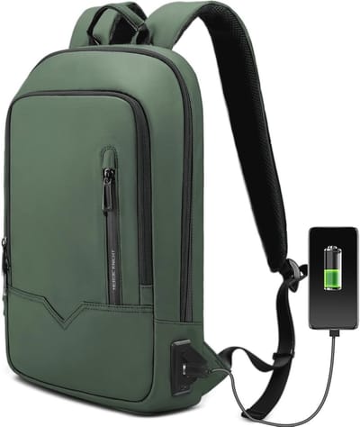 Lichtgewicht Waterdichte Laptoprugzak met USB-oplaadpoort voor Heren - Slanke Dagrugzak voor School en Zakenreizen (15,6 inch)
