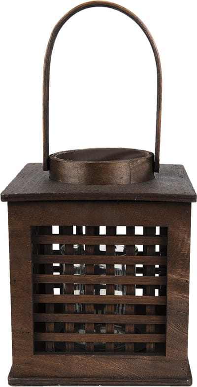Clayre & Eef Windlicht 17x17x20 cm Bruin Bamboe