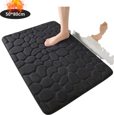 Nivard Badmat - Douchemat - Antislip - Wc Mat - Toiletmat - Badkamermat - Zwart - 50x80