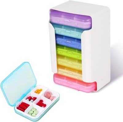 Weekly Pill Organizer voor 7 Dagen, Persoonlijke Medicijn Doosjes met Duidelijke Weekmarkering, Compact en Draagbaar voor Thuis of Onderweg