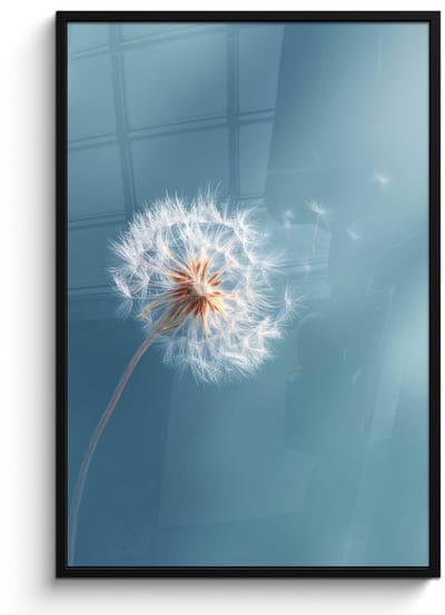 Poster in lijst - Fotolijst 80x120 cm - Posters - Paardenbloem - Wind - Blauw - Posterlijst zwart - Decoratie - Wanddecoratie woonkamer - Muurdecoratie slaapkamer