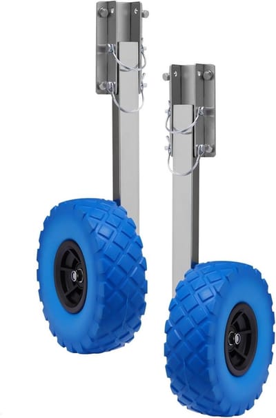 Opblaasbare Bootwielen - Transportwielen - Korte Strandtochten - Roestvrij Staal - 25cm Wiel Diameter - Blauw