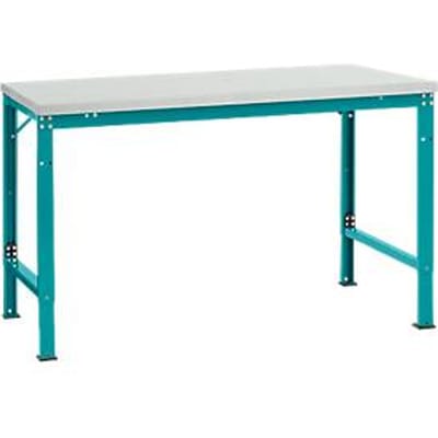 Manuflex basistafel UNIVERSAL Speciaal, 1500 x 1000 mm, melamine lichtgrijs, waterblauw
