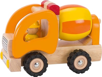 Betonmixer Hout - Bouwvoertuig Speelgoed - Kinderspel - Draaibare Trommel - 175 cm - Geel