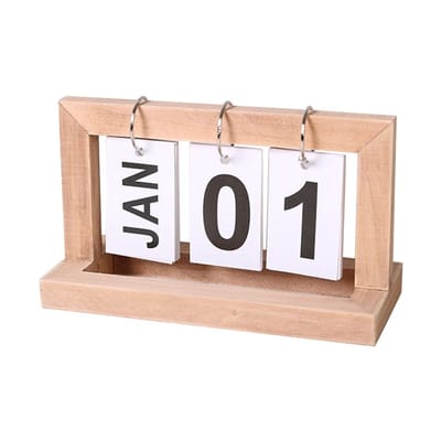 Dailygoods- Kalender Houten Tafelkalender - Draaibare Kalender - Duurzaam - Bureaukalender - Desktopdecoratie - Afmetingen 22 x 10 x 12 cm