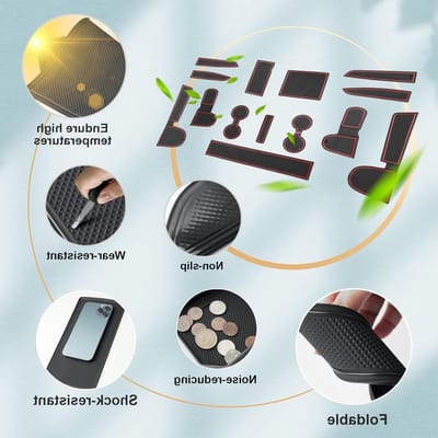 Non-slip rubber mat voor Kia Ceed SW, Proceed GT en XCeed GT 2018-2025 - Bescherming, geluidsisolatie en schokabsorptie voor console en opbergvakken