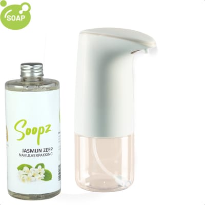 Soopz Automatische Zeepdispenser – Hemelsblauw – Sky Blue Vivid – Zeeppompje met Bewegingssensor – Met Jasmijn Zeep