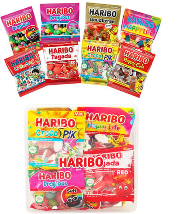 Haribo Mega-Fête 1000g snoep mix - Snoeppot met uitdeelzakjes - snoepzakjes voor verjaardagsfeestjes