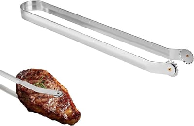 RVS BBQ Knijpers voor Worst en Vlees, Grilltangen met Wieltje voor Steaks en Groenten, Perfect voor Buitenbarbecues
